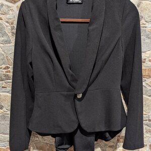 BEYOND (L) Dove tail casual cotton blazer Black